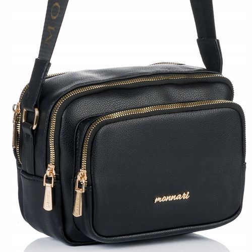 MONNARI Torebka na ramię LISTONOSZKA Pojemna DWUKOMOROWA PASEK LOGO PREMIUM na Arena.pl