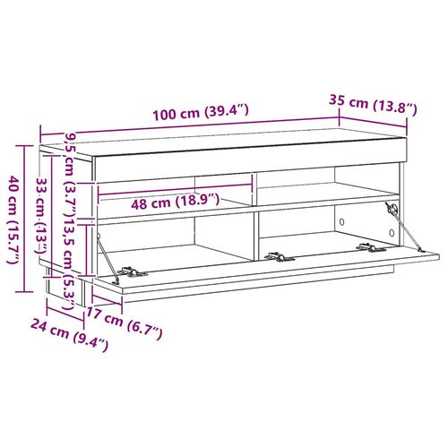 Szafka pod TV z oświetleniem LED, brązowy dąb, 100x35x40 cm na Arena.pl