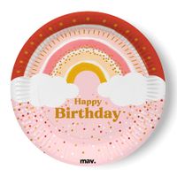 Talerzyki papierowe Boho Happy Birthday 23cm 8szt
