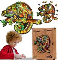 puzzle drewniane układanka kameleon kolorowy zestaw puzzli a4 ozdoba