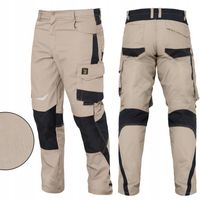 Spodnie robocze MĘSKIE monterskie do pasa wzmacniane odblaski BHP KHAKI