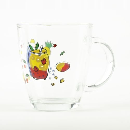 SZKLANKA Z UCHEM KUBEK SZKLANY TRADYCYJNY DO KAWY HERBATY 320 ML Z WZOREM na Arena.pl