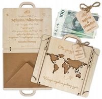 KARTKA NA ŚLUB WESELE na pieniądze Z GRAWEREM WALIZKA prezent pamiątka ślub