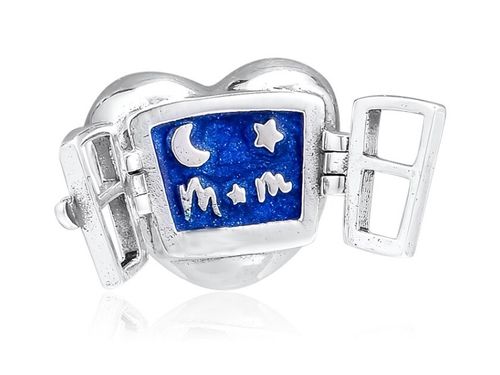 Rodowany srebrny charms do pandora serce dla mamy z okienkiem window heart srebro 925 NEW14 na Arena.pl