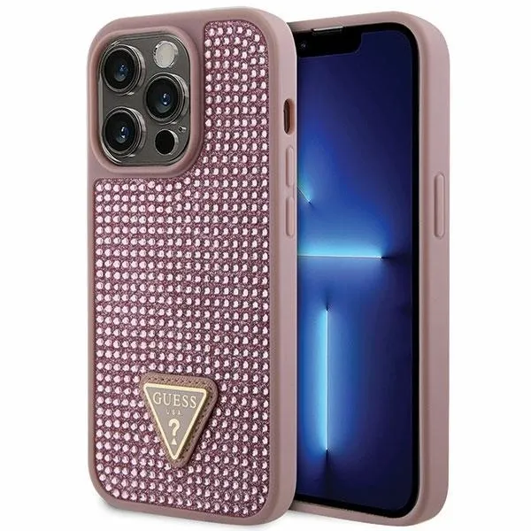 Etui Guess Rhinestone Triangle na iPhone 14 Pro - różowe zdjęcie 1