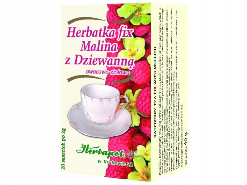 Herbata malina z dziewanną Herbapol 40 g zdjęcie 2