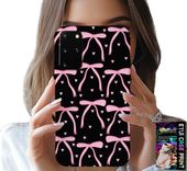 ETUI DO SAMSUNG GALAXY S20 PLUS - CZARNO RÓŻOWE WSTĄŻKI KOKARDKI WSTĄŻKA