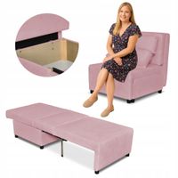 Fotel rozkładany f spania KIMO pojemnik na pościel Hunter róż