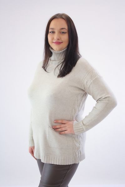 Sweter Golf z Kieszeniami Beżowy UNI zdjęcie 2