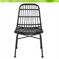 Krzesło Ogrodowe Rattanowe Czarne WALDI