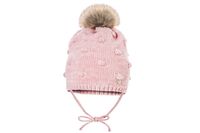BROEL Origin czapka na zimę dla dziewczynki z pomponem różowa 45-47