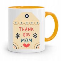 Kubek Żółty Prezent Dla Mamy Matki Thank You Mom Z Nadrukiem Ze Zdjęciem