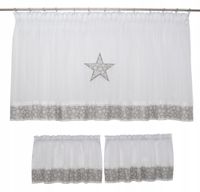 Komplet kuchenny firana święta gwiazda śnieg szary