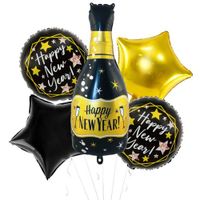 Zestaw balonów foliowych Sylwester Happy New Year, czarno-złoty