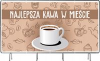 BANER REKLAMOWY na siatce mesh 200x100 cm projekt NAJLEPSZA KAWA W MIEŚCIE