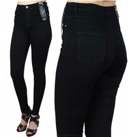 KLASYCZNE JEANSY DAMSKIE WYSOKI STAN CZARNE 38-48