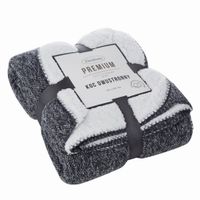 Koc narzuta na łóżko PANDA 150x200 dwustronny baranek granatowy biały