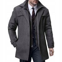 Elegancki płaszcz męski jesienny zimowy biznesowy jednorzędowy