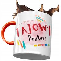 Kubek Pomarańczowy Dla Drukarza Fajowy Drukarz Z Nadrukiem Ze Zdjęciem