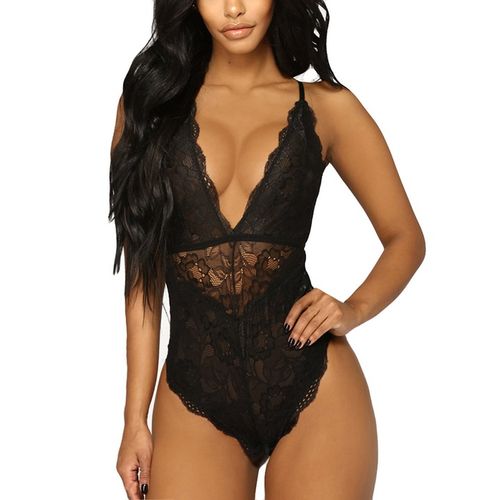 KORONKOWE BODY SEKSOWNE CZARNE BIELIZNA DAMSKA NOCNA SEXY DEKOLT KORONKA na Arena.pl