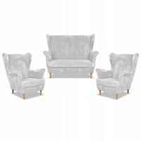 Zestaw wypoczynkowy uszak Bonito sofa fotele Family Meble szary sztruks