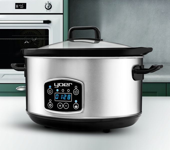 Wolnowar Slow Cooker Garnek ceramiczny 4,5L Yoer 280W INOX LCD +Programator zdjęcie 3