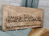 Obraz w drewnie Płaskorzeźba drewniana do powieszenia Ostatnia Wieczerza 40