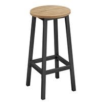 Taboret barowy loft dąb sonoma 65 cm hoker kuchenny stal czarne nogi