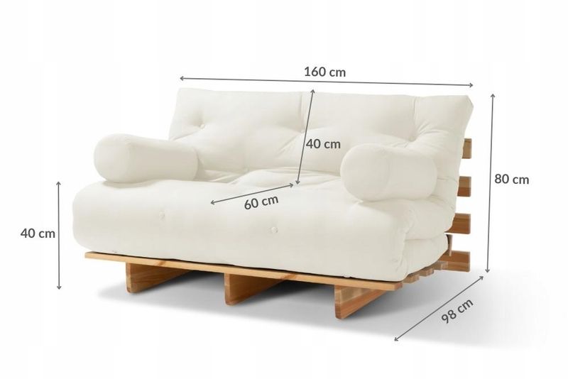 Sofa Futon Latex 160x200 cm z funkcją spania GP15 + komplet poduszek zdjęcie 10