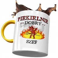 Kubek Żółty Dla Szefa Piekielnie Dobry Szef Z Nadrukiem Ze Zdjęciem