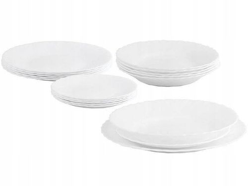 KOMPLET ZESTAW SERWIS OBIADOWY TALERZE 36el 12 OSÓB BIAŁE NA PREZENT ŚLUB na Arena.pl