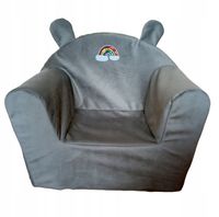 Fotelik z pianki dla dzieci pufa welur/plusz szary