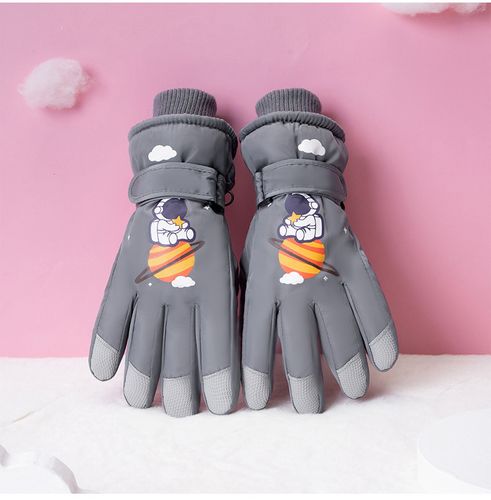 Rękawice Ciepłe Narciarskie Dla Dzieci Grube Zimowe Rękawiczki Kosmos Szare na Arena.pl