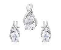 Rodowany srebrny podłużny komplet białe cyrkonie srebro 925 Z1080K_W