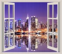 FOTOTAPETA 3D OKNO widok miasto nocą Nowy York