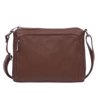 VERA PELLE torebka damska skórzana listonoszka z paskiem V535 brązowa
