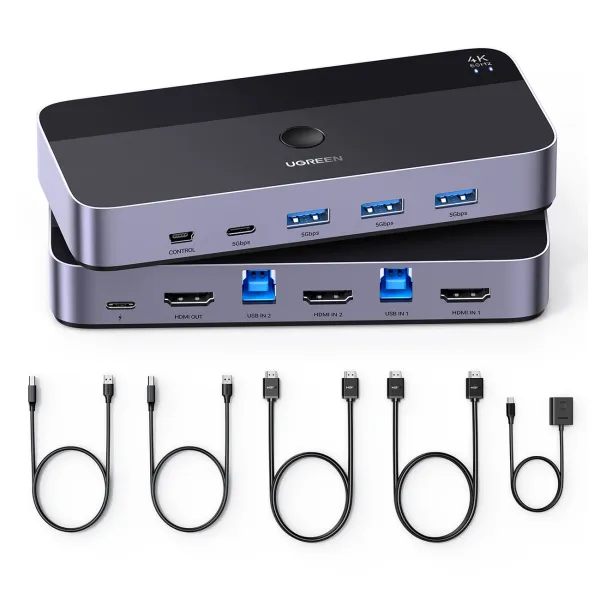 przełącznik kvm ugreen cm664 hdmi switch 2w1 - czarny zdjęcie 4
