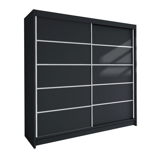 Szafa przesuwna Talin IV 180cm - pojemna garderoba - CZARNY zdjęcie 1