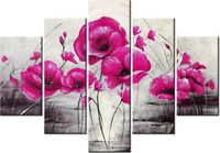 105CM 150CM OBRAZ 5 ELEM RÓŻOWE MAKI DRUK