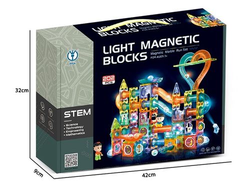 KLOCKI MAGNETYCZNE KULODROM ŚWIECĄCE 202EL. KLOCKI ZESTAW XXL na Arena.pl