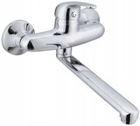 BATERIA UMYWALKOWA ŚCIENNA Z RUCHOMA WYLEWKA CHROM SREBRNA KOMPLET