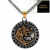 MEDALION MĘSKI NASZYJNIK VEGVISIR NORDYCKI WIKINGÓW STAL CHIRURGICZNA 316L