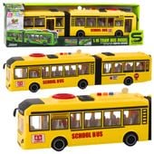 Autobus Przegubowy Szkolny Otwierane Drzwi Światła Dźwięki Żółty 1:16