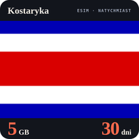 Karta eSIM Internet Kostaryka 5 GB na 30 dni - bez rejestracji