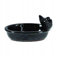 Ceramiczne Poidło dla ptaków czarne dzielone 20cm POIDEŁKO Loft Wodę Ziarno