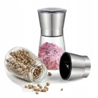 KOMPLET MŁYNKI SZKLANE DO SOLI PIEPRZU KUCHENNE DO DOMU RESTAURACJI