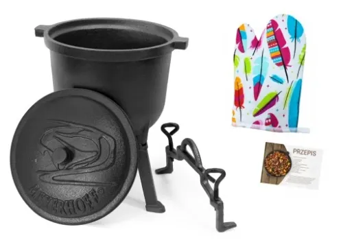 Kociołek myśliwski na PRAŻONE garnek żeliwny 8L na Arena.pl