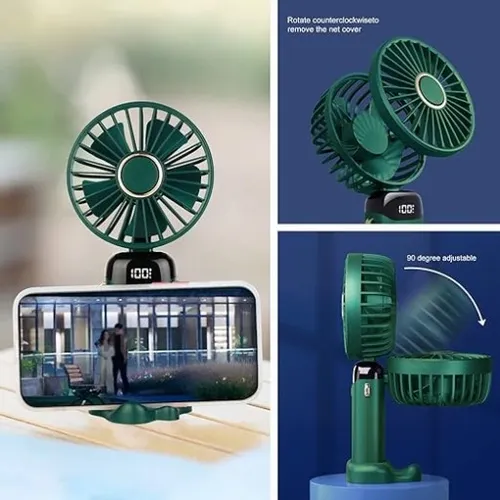 Ręczny Mini wentylator cyfrowy wyświetlacz LCD Zielony na Arena.pl