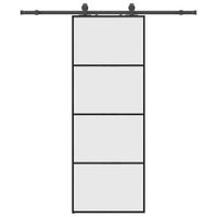 Drzwi przesuwne z zestawem okuć czarne 76x205 cm ESG szkło