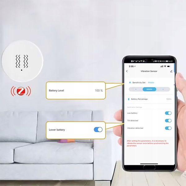 Czujnik Wibracji Inteligentny Sensor Drgań Detektor ZigBee TUYA Smart Life zdjęcie 7